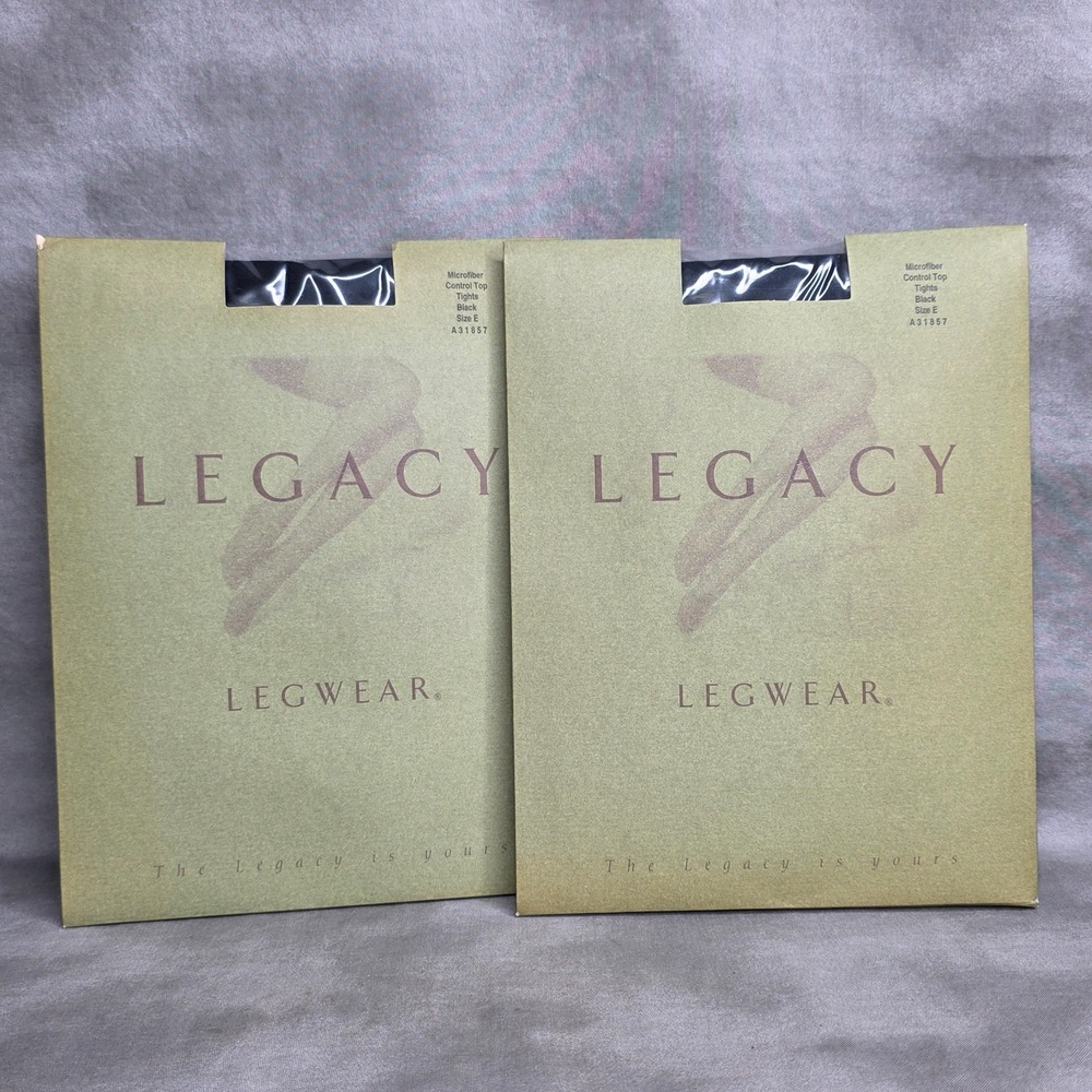 Lot Of 2 Legacy Legwear Microfiber Control Top Tights BLACK Size E